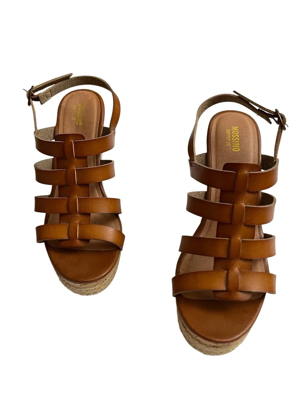 Mossimo Cognac Gladiator Wedge Sandals Espadrille Strappy Resort Size 7